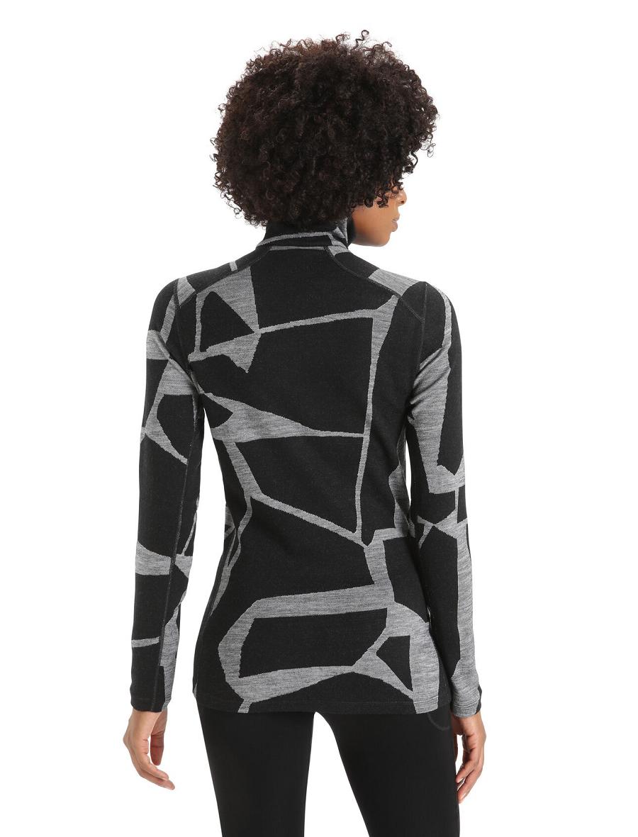 Base Layers Icebreaker Merino 250 Vertex Long Sleeve Half Zip Thermal Top Fractured Landscapes Femme Noir | FR 1861SGLO